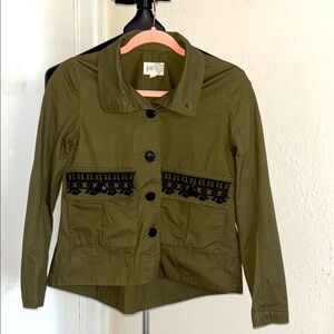 Jolt Green Utility Jacket with Decorative Pockets